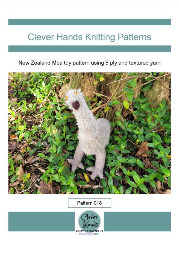 New Zealand Moa soft toy knitting pattern using 8 ply and textured yarn - Image 3