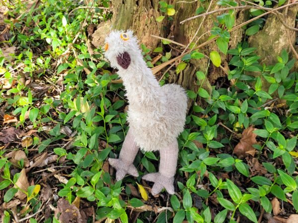 New Zealand Moa soft toy knitting pattern using 8 ply and textured yarn